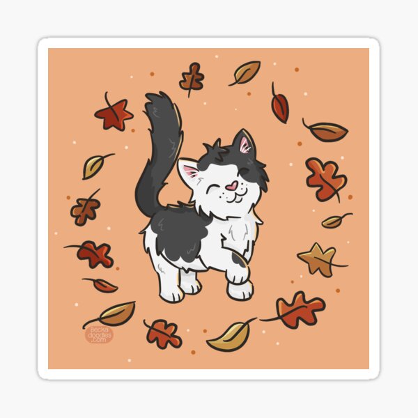 Autumn Stickers Cats Doodle Illustration Cute White Cats Enjoying Autumn  Stock Vector by ©SlyBrowney 311581174