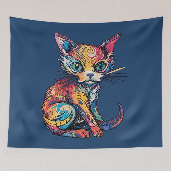 Item preview, Futuristic Multicolor Cats #24 neptunian cat designed and sold by SOVISART.