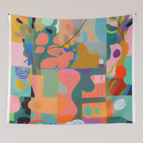Item preview, Abstract painting of pots and leaves and flowers decorative  designed and sold by LuisaYas.