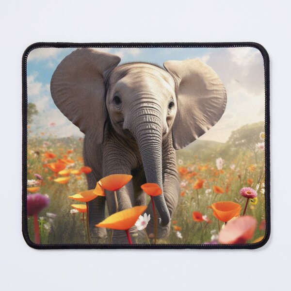 Item preview, Little Elephant in the meadow with flowers designed and sold by ViktorSilni.
