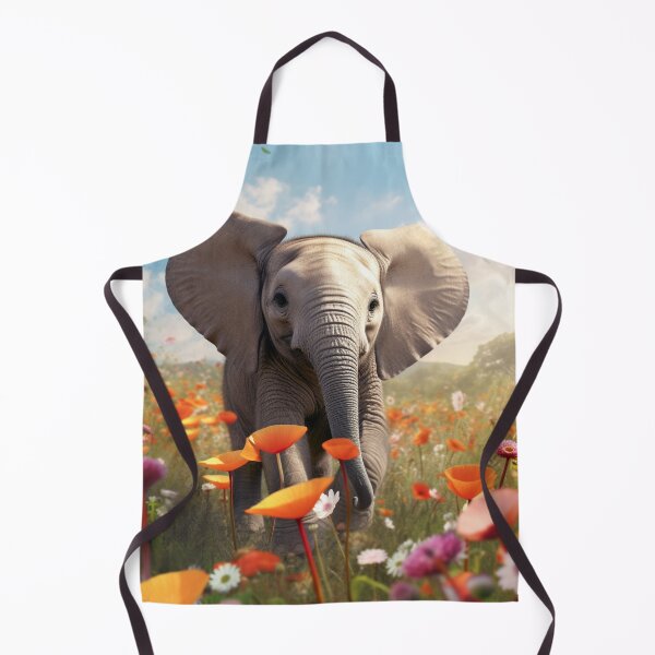 Item preview, Little Elephant in the meadow with flowers designed and sold by ViktorSilni.