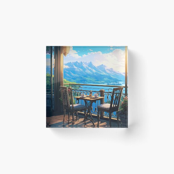 Item preview, Having coffee with a beautiful view, lake and mountains designed and sold by iguananick.