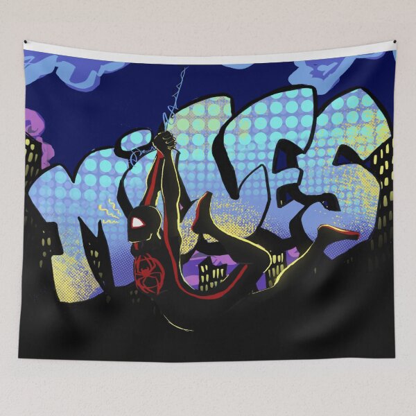 Item preview, Miles Morales swinging graffiti art designed and sold by FluffyRaccoons.