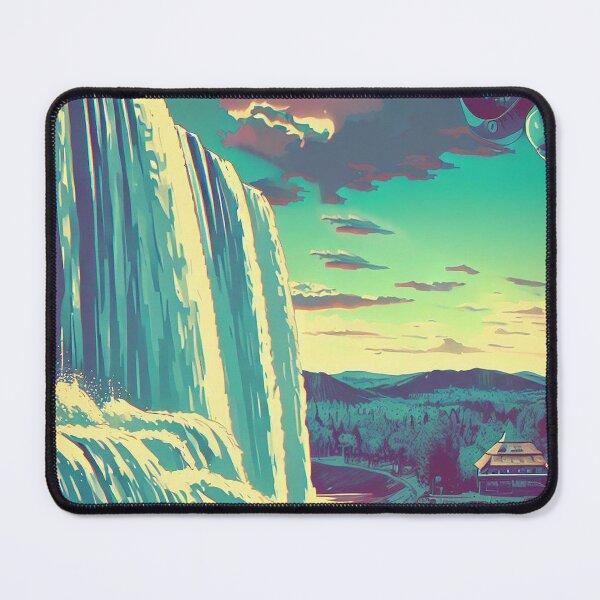 Item preview, Scenic Styles Cosmic Cascades: A Serene Village Embraced by the Enigmatic Waterfall of an Alien World designed and sold by ScenicStyles.