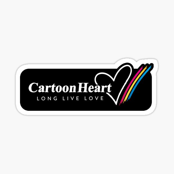 Cartoon Heart Logo, Stripe Sticker Sticker