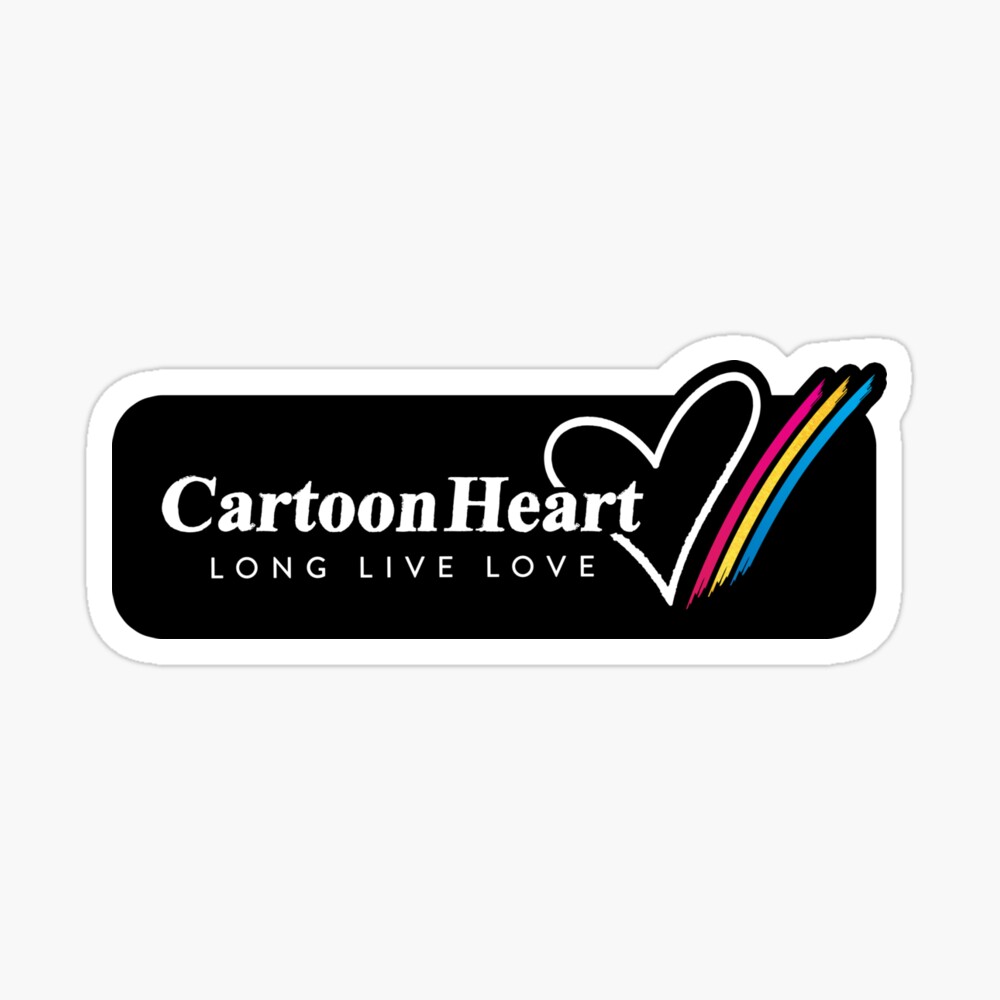 Cartoon Heart Logo, Stripe Sticker Sticker