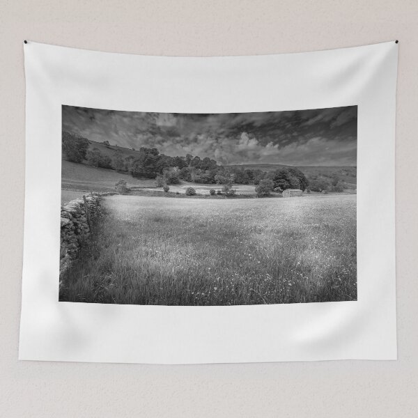 Item preview, Swaledale, Yorkshire Dales, wildflower meadow (Black and White) designed and sold by MichaelBShannon.