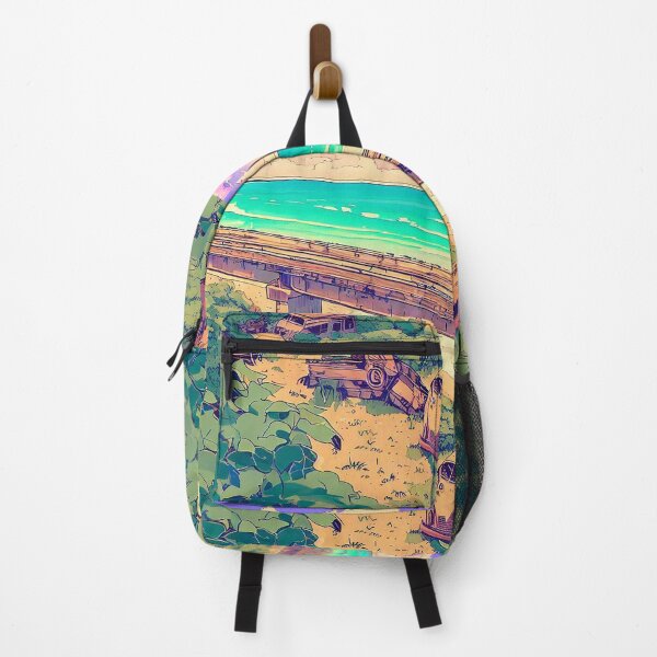 Item preview, Scenic Styles Faded Remnants: A Retro Anime Tribute to an Abandoned Overpass Overlooking the Ocean designed and sold by ScenicStyles.