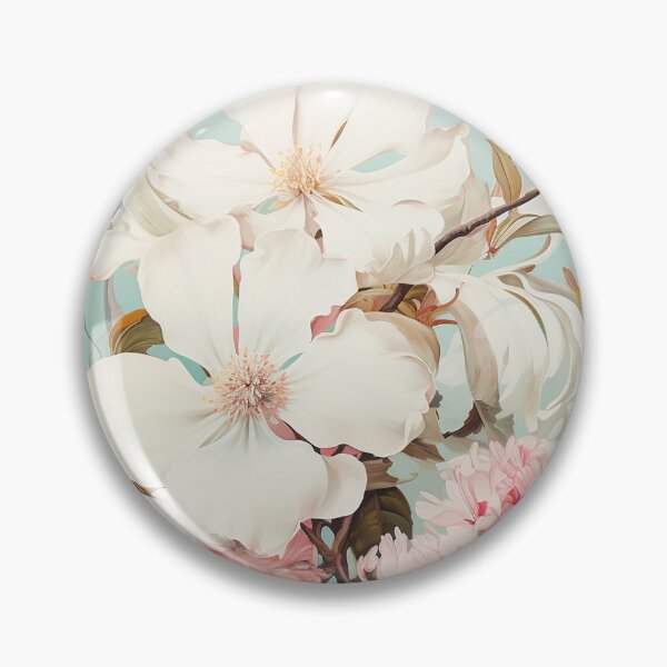 Item preview, Cream Magnolia Flowers on aqua teal background designed and sold by Ilze Lucero.