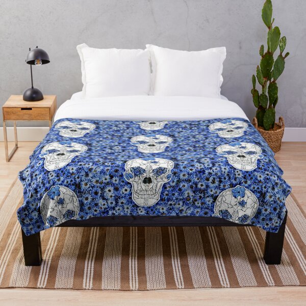 Item preview, Skull with Blue Flowers designed and sold by melridger.