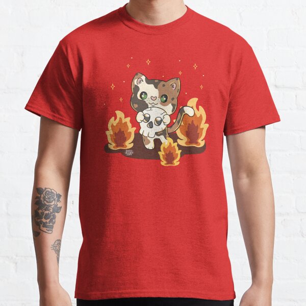 Kitten Skull Fire Classic T-Shirt
