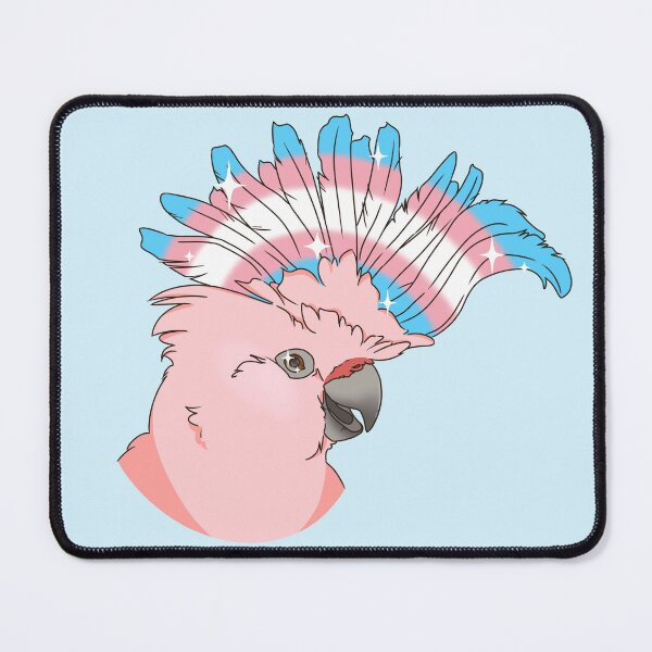 Item preview, Transgender Pride flag Major Mitchell’s Cockatoo designed and sold by TinyDino-Aviary.
