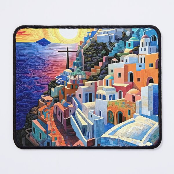 Item preview, Landscape Santorini Painting and Mosaic designed and sold by iguananick.