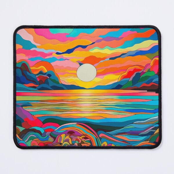Item preview, Psychedelic Beach Sunrise: Abstract Palm Trees and Idyllic Vibes designed and sold by OdysseyArtworks.