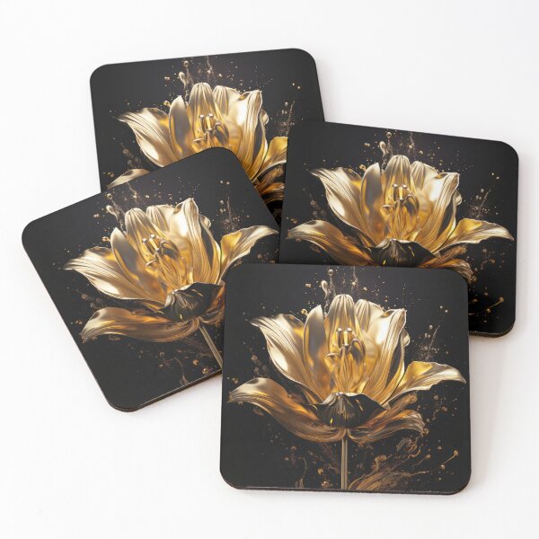 Item preview, Single Beautiful Gold Tulip on black designed and sold by MargaretWiktor.