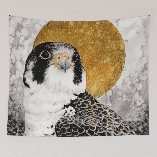 Item preview, Peregrine falcon Watercolor at night sky designed and sold by MandalaSoul.