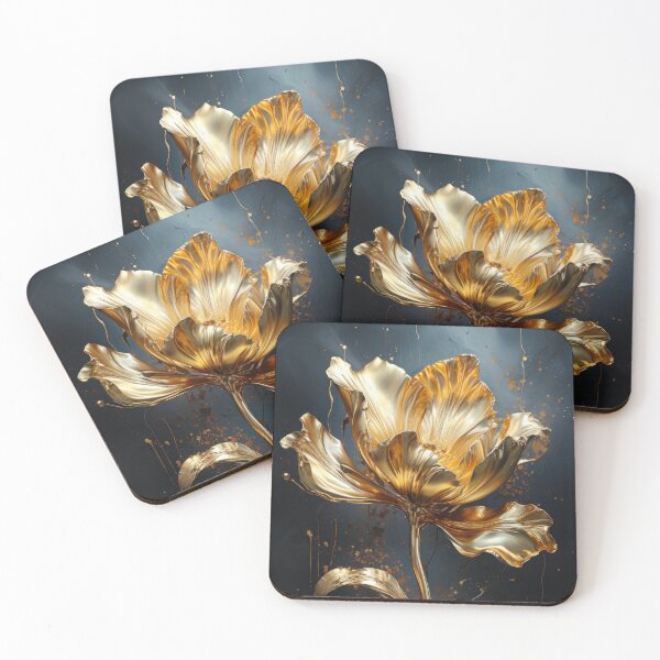 Item preview, Single Beautiful Golden Flower on Dark Blue designed and sold by MargaretWiktor.