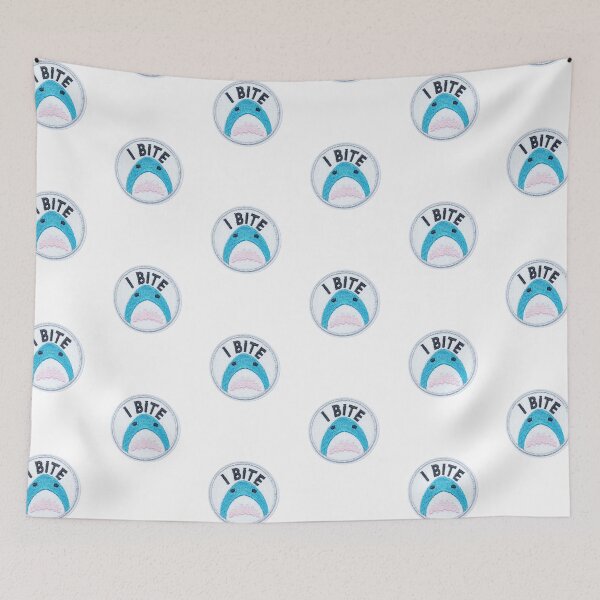Item preview, i bite blue shark designed and sold by indie cottage.