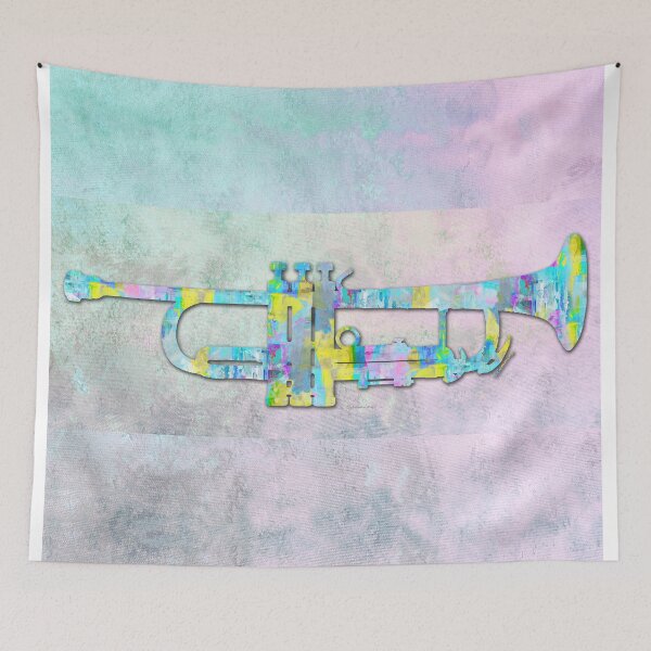 Item preview, Playful Music Colorful Trumpet Art designed and sold by Sharon Cummings Art.