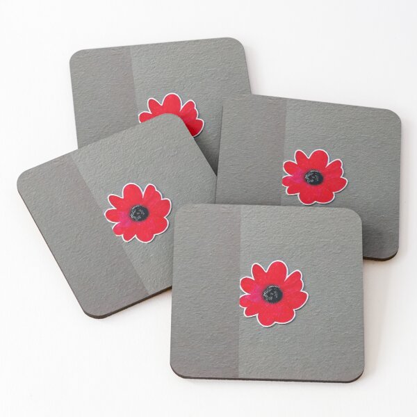 Item preview, Brown background with offset red flower designed and sold by melridger.
