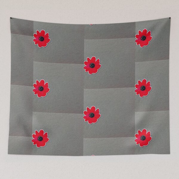 Item preview, Brown background with offset red flower designed and sold by melridger.