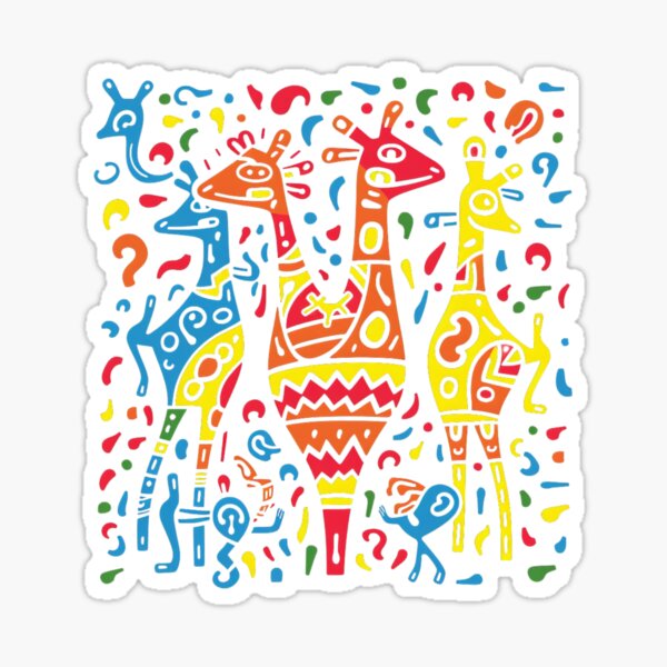 Item preview, Popart style Heights: Colorful Giraffe Fiesta - pop art  tribute designed and sold by Moisky Art.