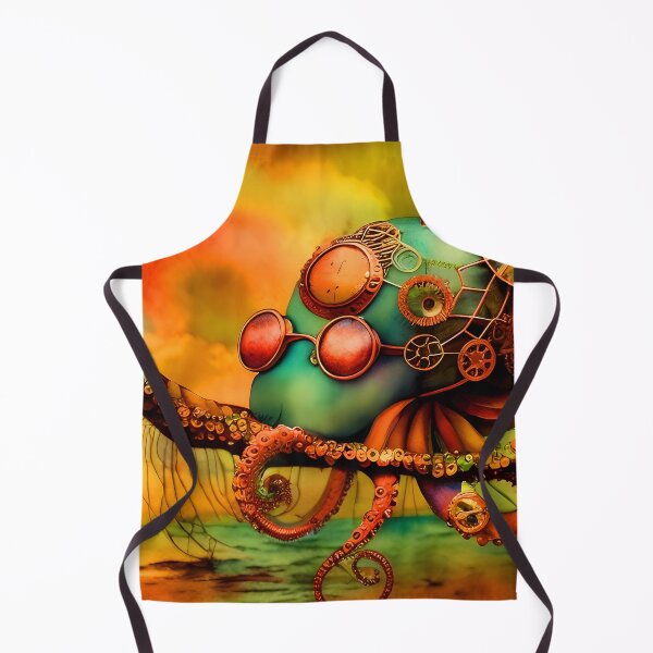 Item preview, Octopus Art Metal Look Brass and Copper Tones Steampunk Inspired Octopus AI Art 5 of 8 designed and sold by Beachy.