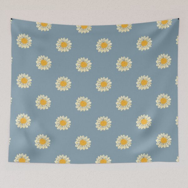 Item preview, Flower, white petals, yellow center, blue background designed and sold by craftytraci.