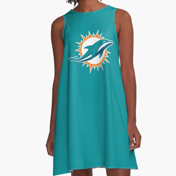 Miami Dolphins V Neck Dress Women's Short Sleeve Dress Casual