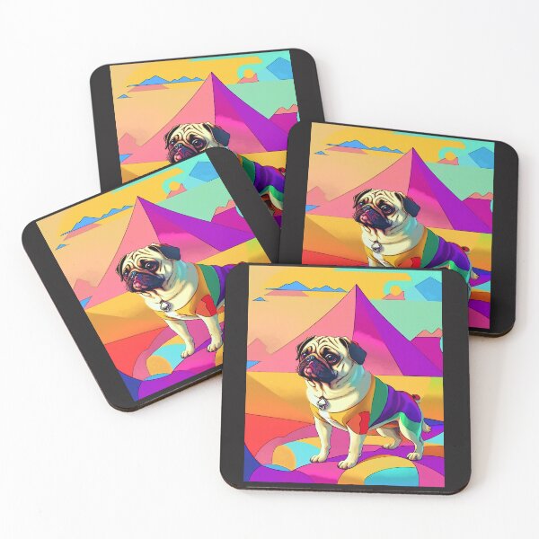 Item preview, Pug Retro Landscape designed and sold by RedBluffTraders.
