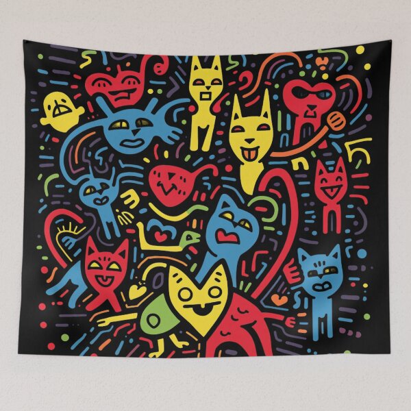 Item preview, Popart style Frenzy: Riot of Colorful Cats - pop art tribute designed and sold by Moisky Art.