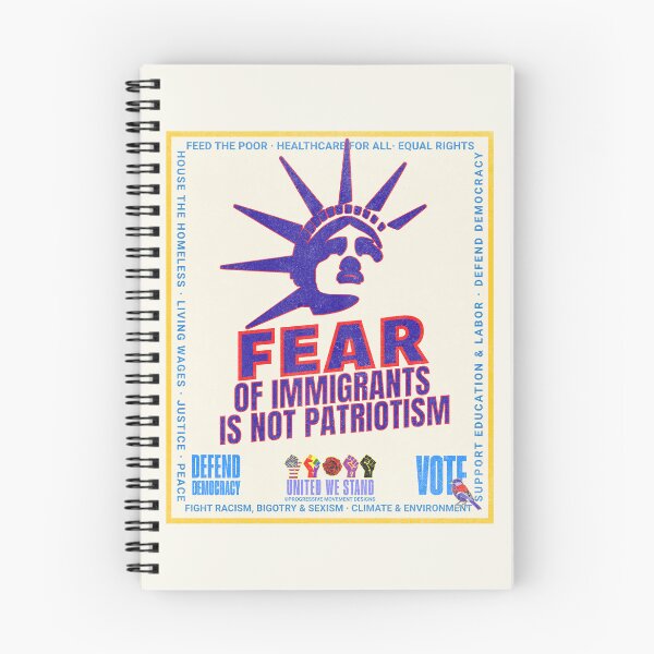 Item preview, PMD00965 Progressive Movement Designs patriotic American Liberty Fear of Immigrants is Not Patriotism design shows you support democracy for Progressives Democrats Independents Liberals designed and sold by ProgressiveLeft.