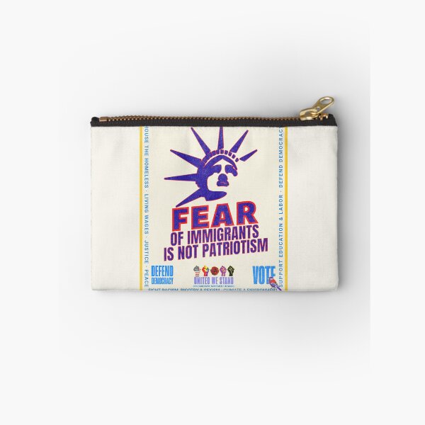 Item preview, PMD00965 Progressive Movement Designs patriotic American Liberty Fear of Immigrants is Not Patriotism design shows you support democracy for Progressives Democrats Independents Liberals designed and sold by ProgressiveLeft.