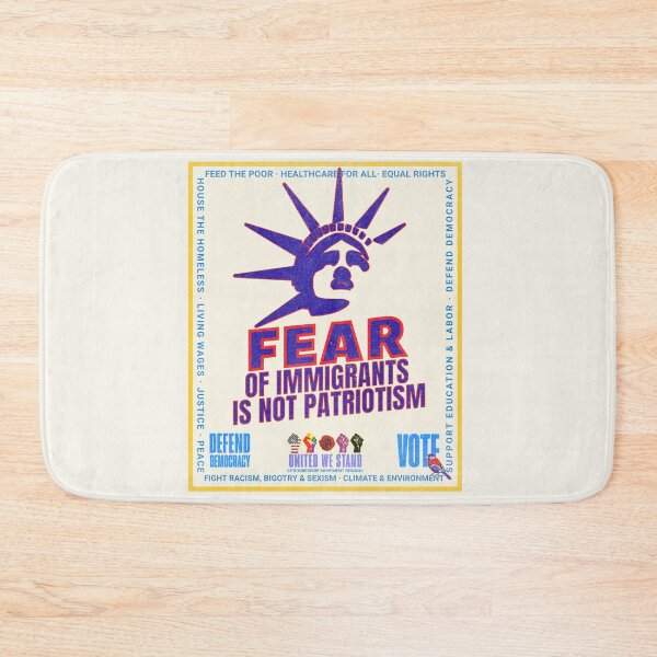 Item preview, PMD00965 Progressive Movement Designs patriotic American Liberty Fear of Immigrants is Not Patriotism design shows you support democracy for Progressives Democrats Independents Liberals designed and sold by ProgressiveLeft.