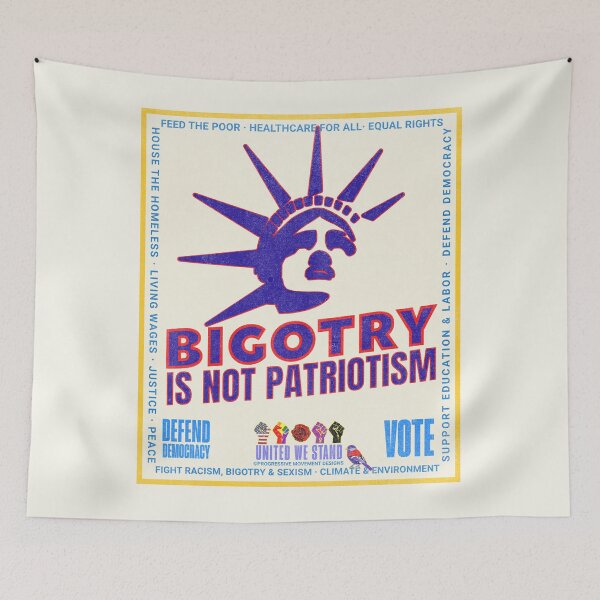 Item preview, PMD00966 Progressive Movement Designs patriotic American Liberty Bigotry is Not Patriotism design shows you support democracy for Progressives Democrats Independents Liberals designed and sold by ProgressiveLeft.