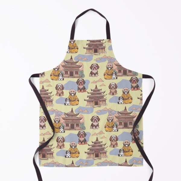 Item preview, Tibetan terrier and monk designed and sold by Alessandro Remo Mazzoni Remotextiles.