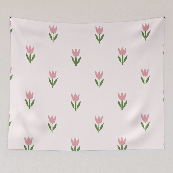 Item preview, Tulip pink petals, green stem, light pink background designed and sold by craftytraci.