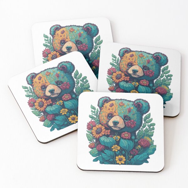 Item preview, Brown Bear with a Splash of Fantasy Flowers designed and sold by FocusChillax.
