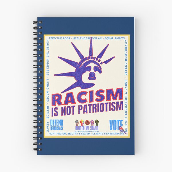 Item preview, PMD00963 Progressive Movement Designs patriotic American Liberty Racism is Not Patriotism design shows you support democracy for Progressives Democrats Independents Liberals designed and sold by ProgressiveLeft.