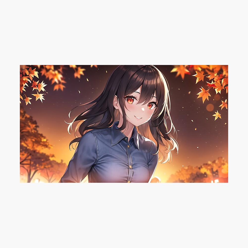 Pretty Anime Girl in Autumn #2