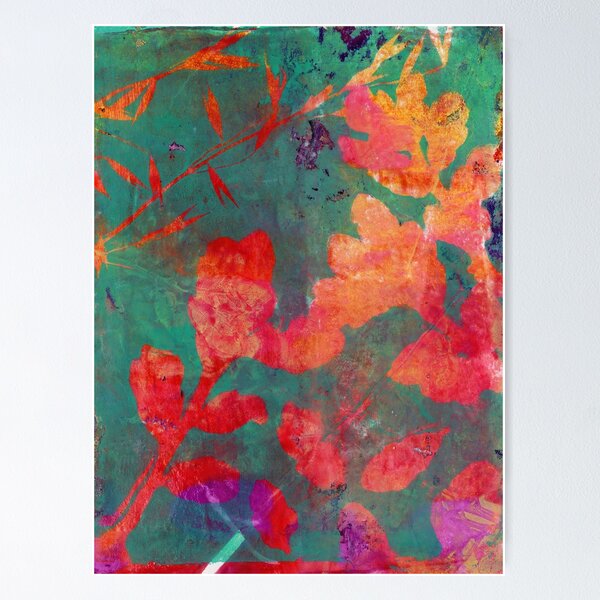 Item preview, Oak Tree Leaves at Sunset Abstract Pulled Painting Print designed and sold by JoanneHerrmann.
