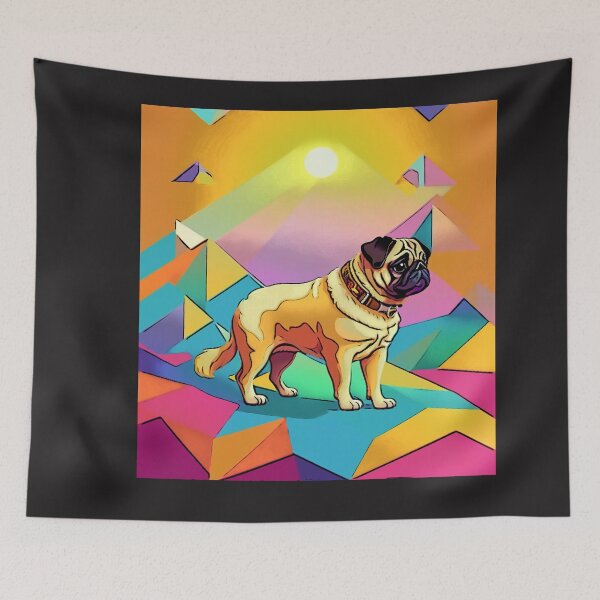 Item preview, Pug Retro Landscape 3 designed and sold by RedBluffTraders.