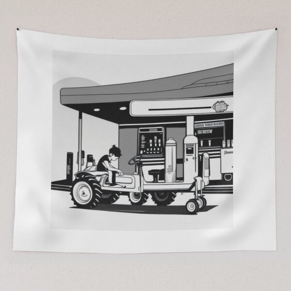 Item preview, A child laying on a tractor trailer parked in front of a gas station selling drinks designed and sold by ac-virtualshop.
