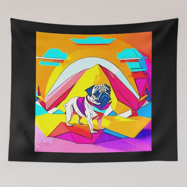 Item preview, Pug Retro Landscape 4 designed and sold by RedBluffTraders.