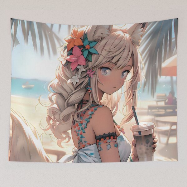 Item preview, Zodiac Fox Summer Pixel Beach Art designed and sold by OutsideAgency.