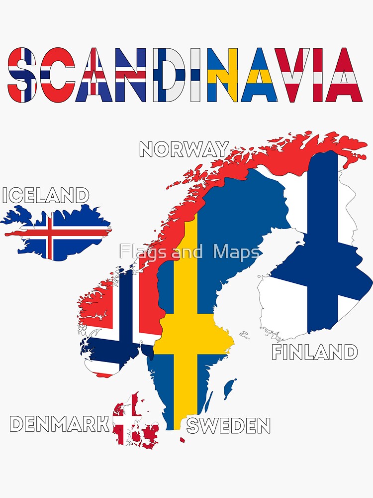 country's　Co　Scandinavia　map,　Flags　Scandinavia　apparel