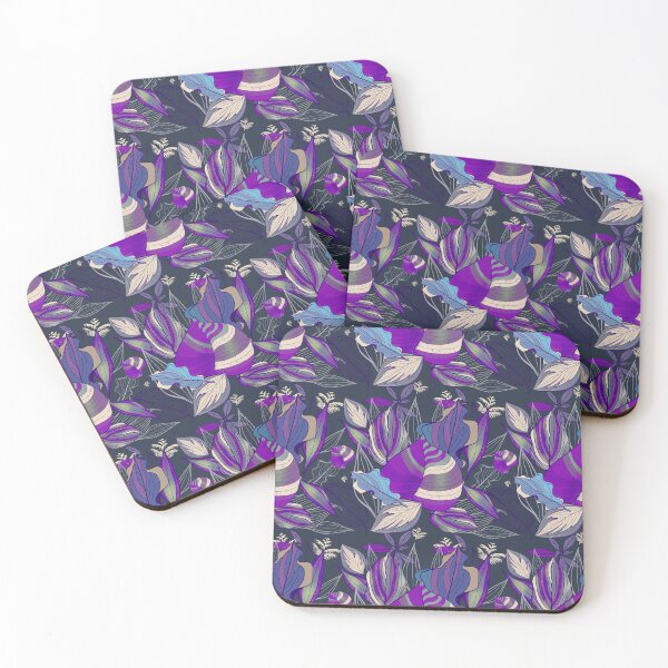 Item preview, Leaf Pattern in Blue and Purple Shades  designed and sold by Shadesandcolor.