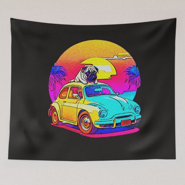 Item preview, Pug Retro Landscape 5 designed and sold by RedBluffTraders.