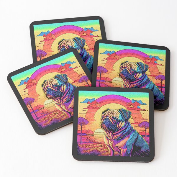 Item preview, Pug Retro Landscape 6 designed and sold by RedBluffTraders.