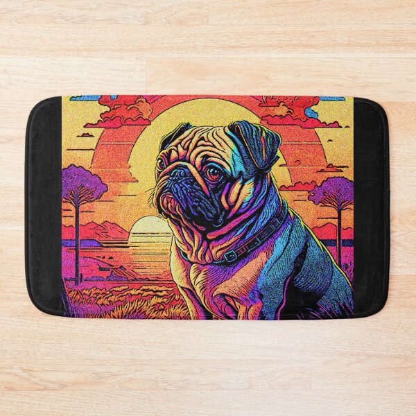 Item preview, Pug Retro Landscape 6 designed and sold by RedBluffTraders.